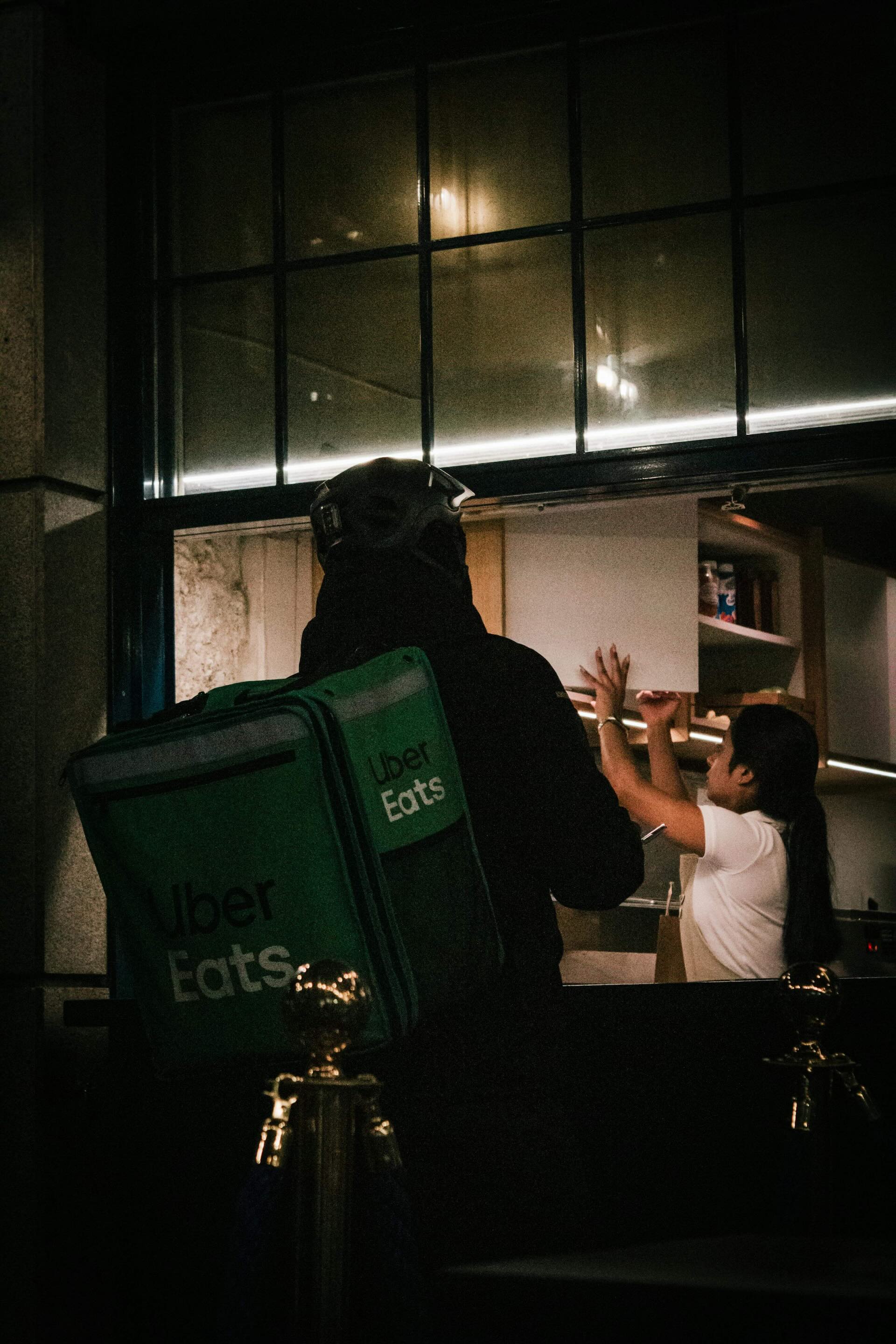 Food delivery rider with delivery app order